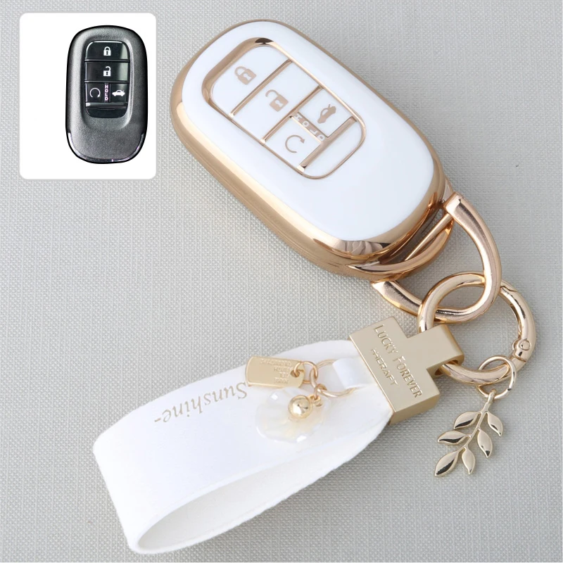 Soft TPU Car Remote Key Case Cover Protect Shell Fob For Honda Civic 2022 4 Buttons Smart Protector Holder Keyless Accessories