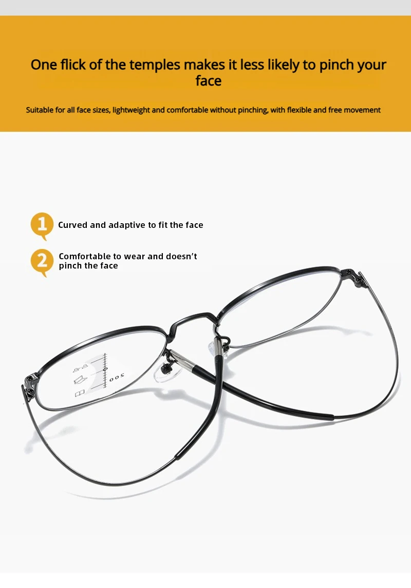 Luxus Kleine Metall Lesebrille Männer Frauen Klassische Schwarz Presbyopie Brille Männlichen Anti-blau Licht Multifokale Gläser – Detail 8