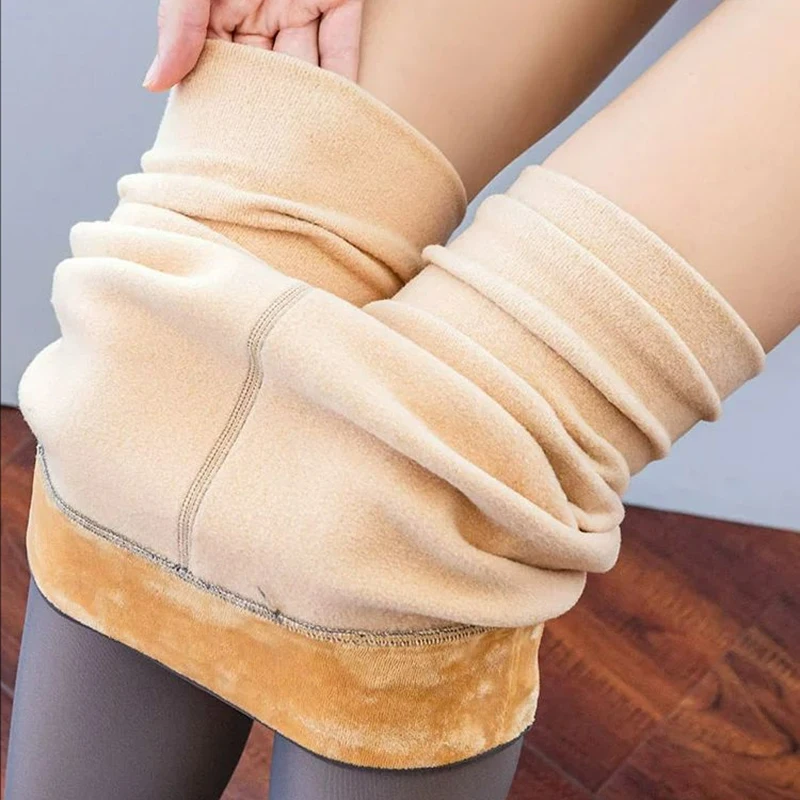 80/200/300g Thermal Pantyhose for Winter Warm Leggings Panty Polar Skin Effect Stockings Thermal Women Sock Fleece Lined Tights