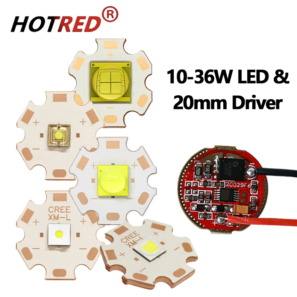 LED 10W 20W 30W Laser 5050-L2 T6 7070 XHP70.2 XHP90 Cold Warm White Beads +Torch Flashlight Current Driver DC3.7V 20mm  1/5 Mode