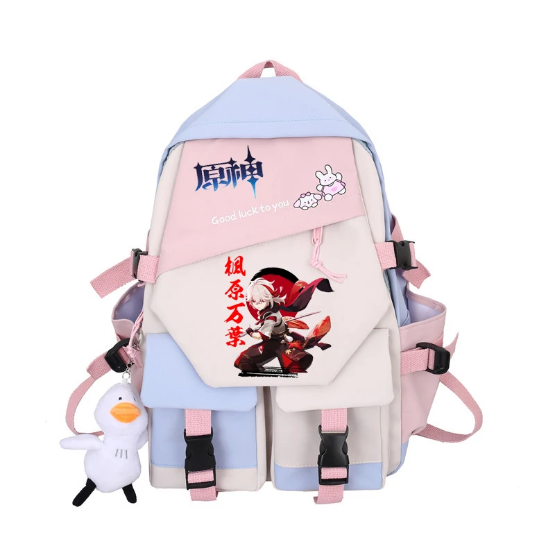 Genshin Impact Koreanische Version des Doppeltaschenrucksacks, japanischer Farbkontrast-Rucksack für Gymnasiasten, süßes großes Fassungsvermögen