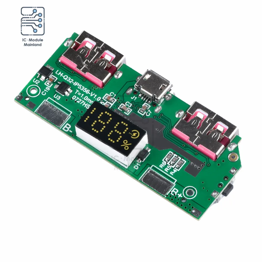 5V3A Li-ion battery digital fast charging module IP5356 support TYPE-C Micro USB QC3.0 2.0/PD3.0 PD2.0/AFC/FCP