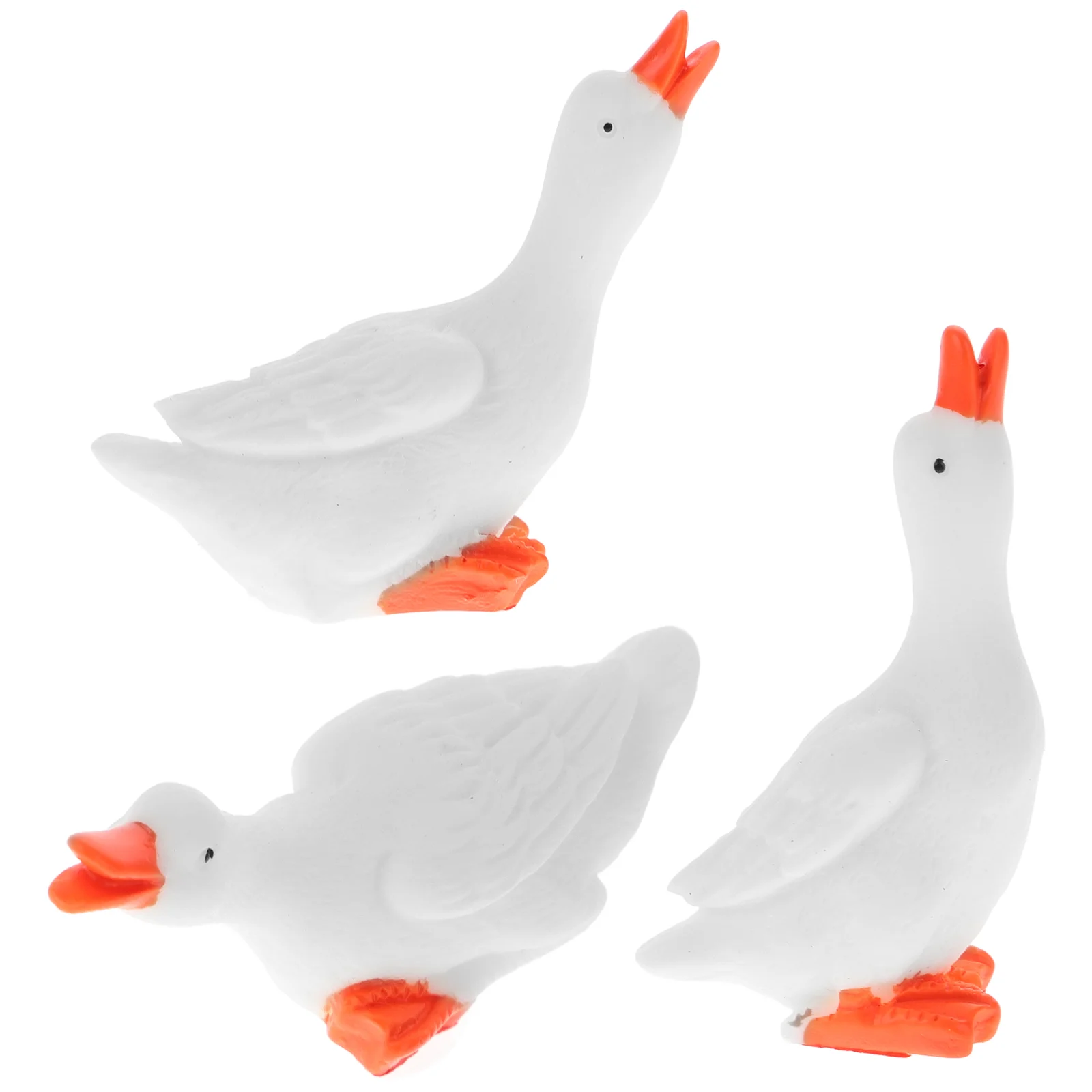 

3 Pcs Geese for Shelves Goose Ornament Duck Simulation Small Figurine Resin Mini Lifelike Ducks