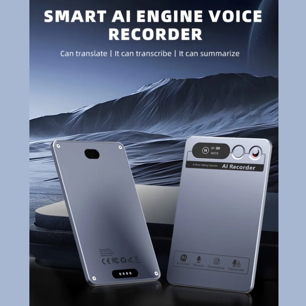 

App Control 118 Languages Transcribe AI Voice Recorder 64GB Memory Note Recorder Case for Calls Lectures Meetings