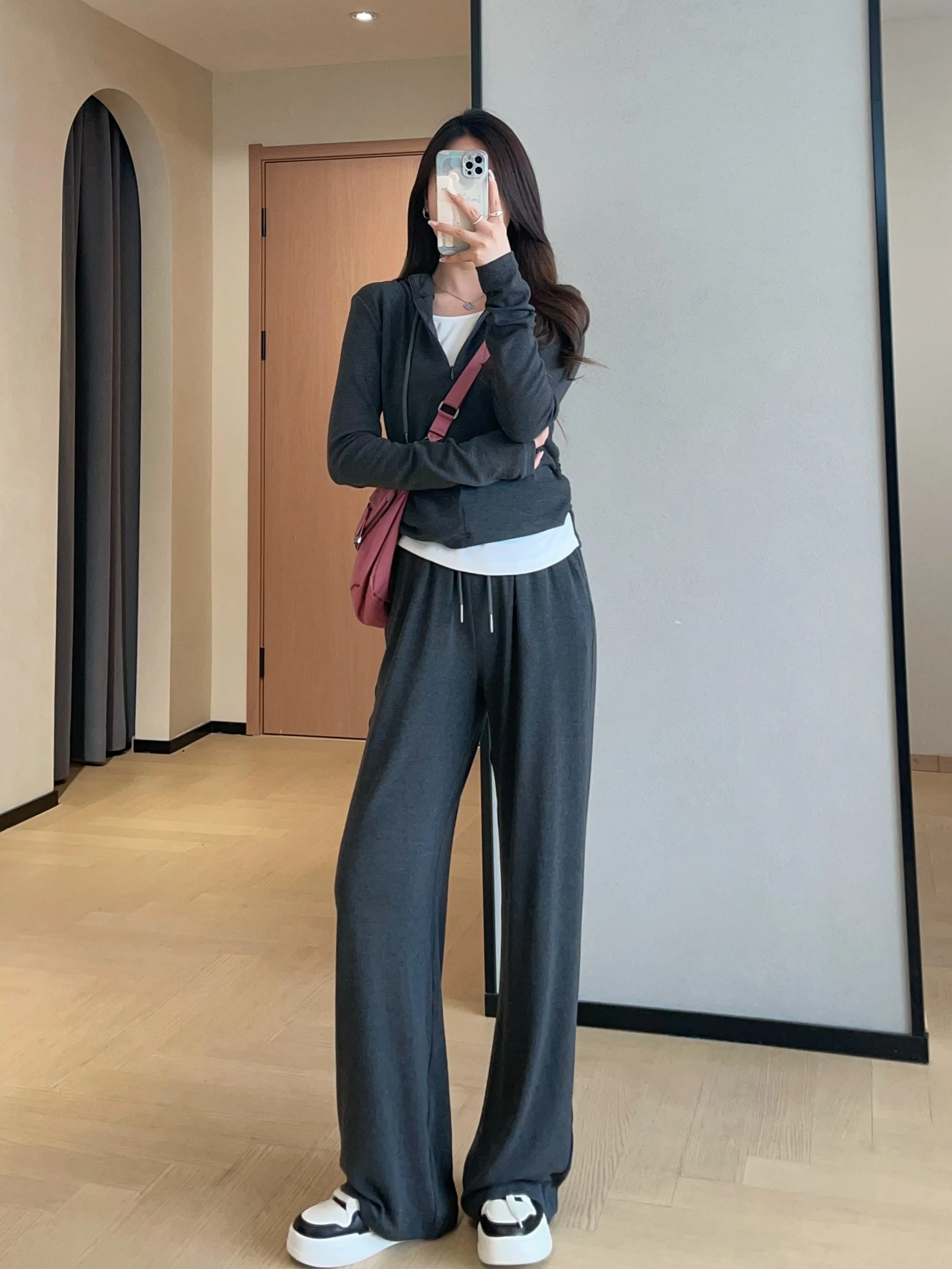 

WTHEONE утягивающая бумажная фигурка, модный повседневный комплект с широкими брюками и высокой талией, женский осенний новый ансамбль Faion