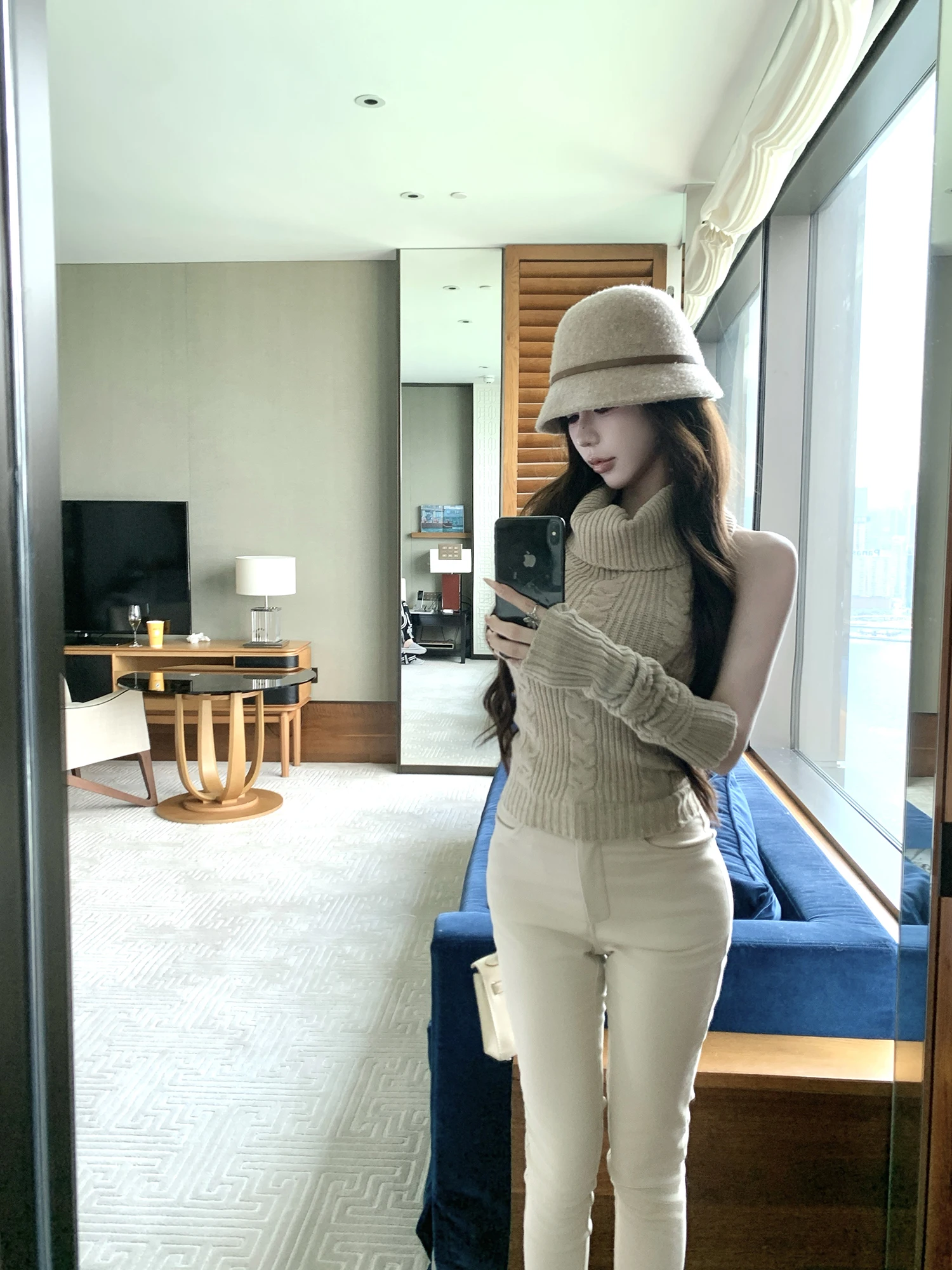 

Kubiliv Pure Desire Ouni, вязаный свитер с высоким воротником, женский облегающий трикотаж, спиральный дизайн, осенне-зимний топ