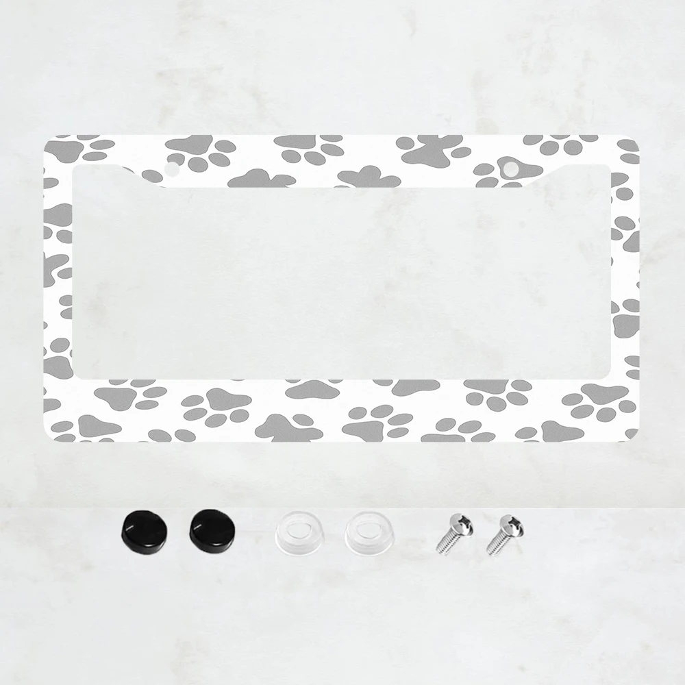 

1 шт. серая алюминиевая рамка для номерного знака с принтом собачьих лап - стандартный размер США 6 x 12 дюймов, оригинальная декоративная рамка для автомобильного номерного знака