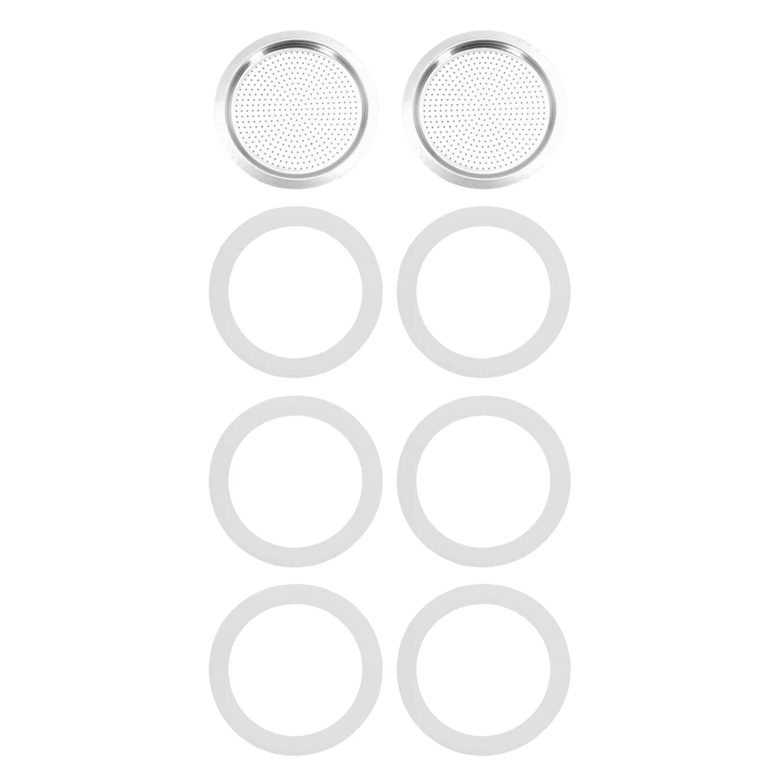 Complete Replacement Kit for Moka Pot Espresso Maker with 2 Filters and 6 Silicone Gaskets for Enhanced Brewing