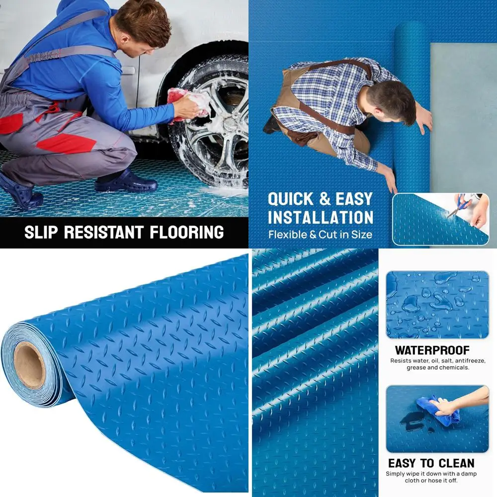 

Thick Diamond Plate PVC Garage Floor Mat, 7.5x20ft, Suitable for Cars, SUVs, Trucks, and Large Vehicles