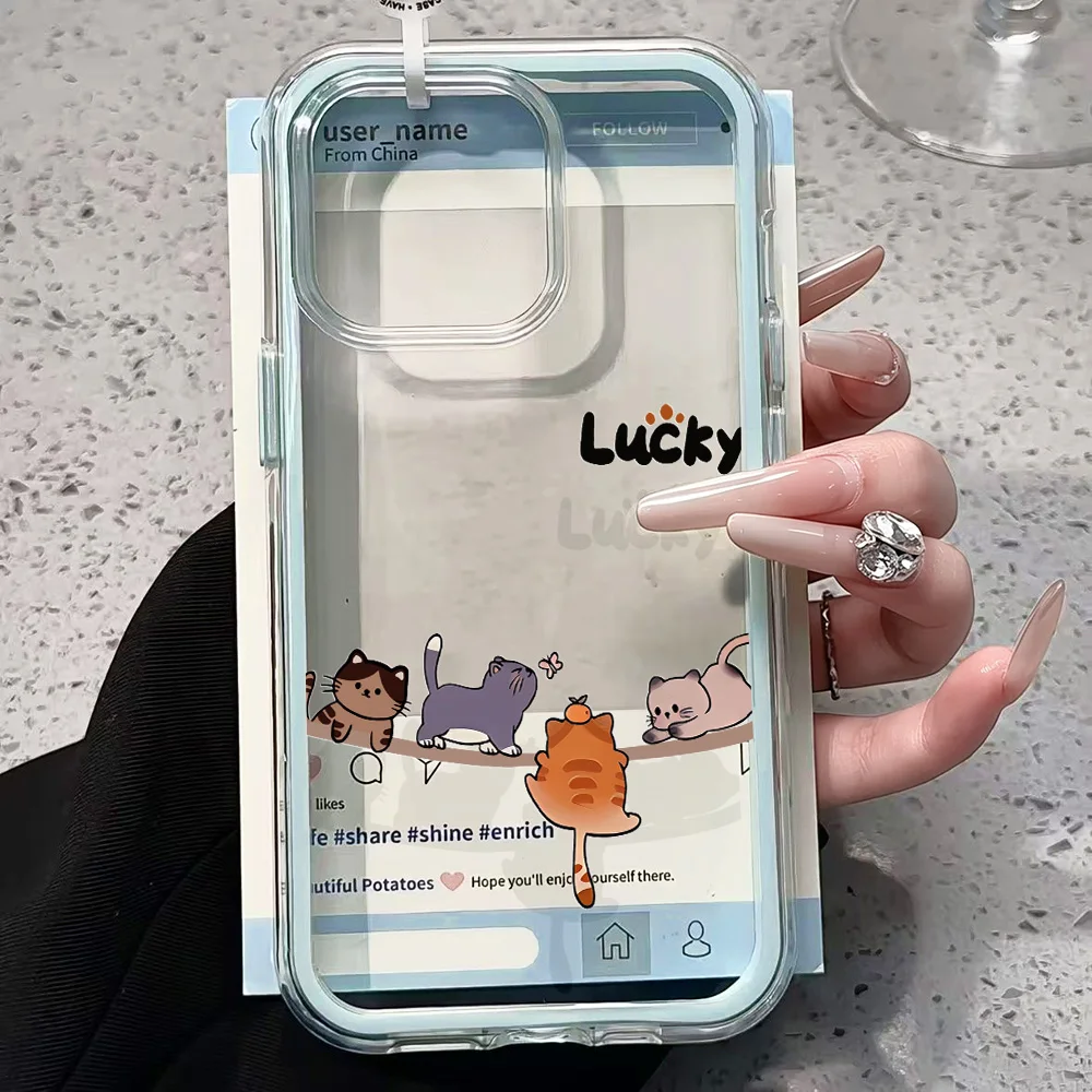 Lustige Katzenmuster Niedliche Transparente Handyhülle für iPhone 17 13 16 15 11 12 14 Pro Max 17 Air XR X Hülle Silikon Weiche Stoßfeste Abdeckung – Detail 3