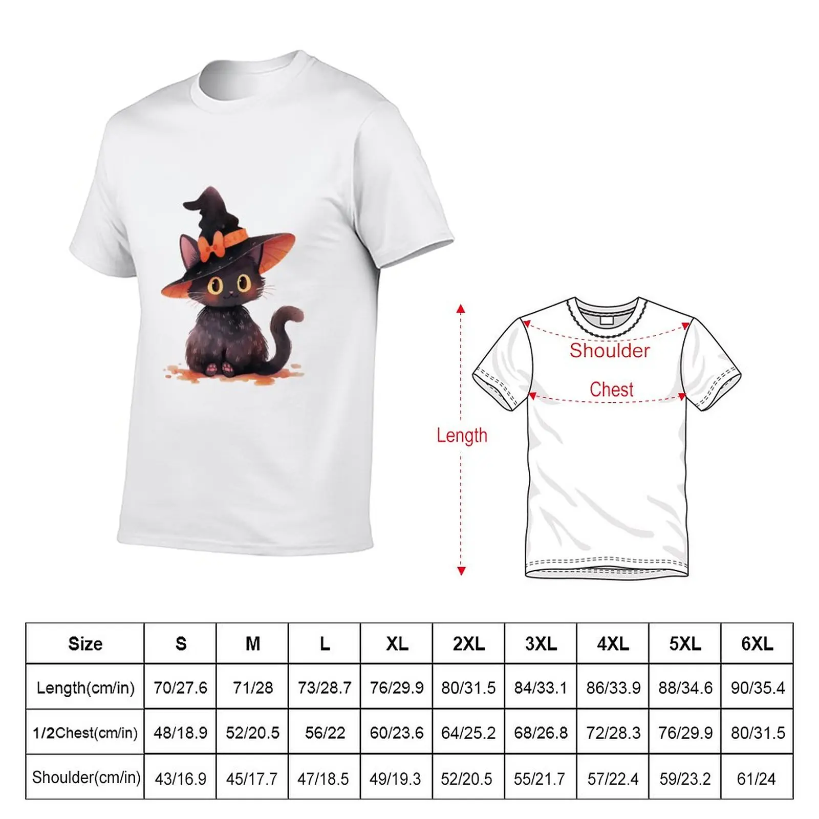 New Witch Cat in Halloween 18 T-Shirt tees Tee shirt tops hippie clothes Men's clothing