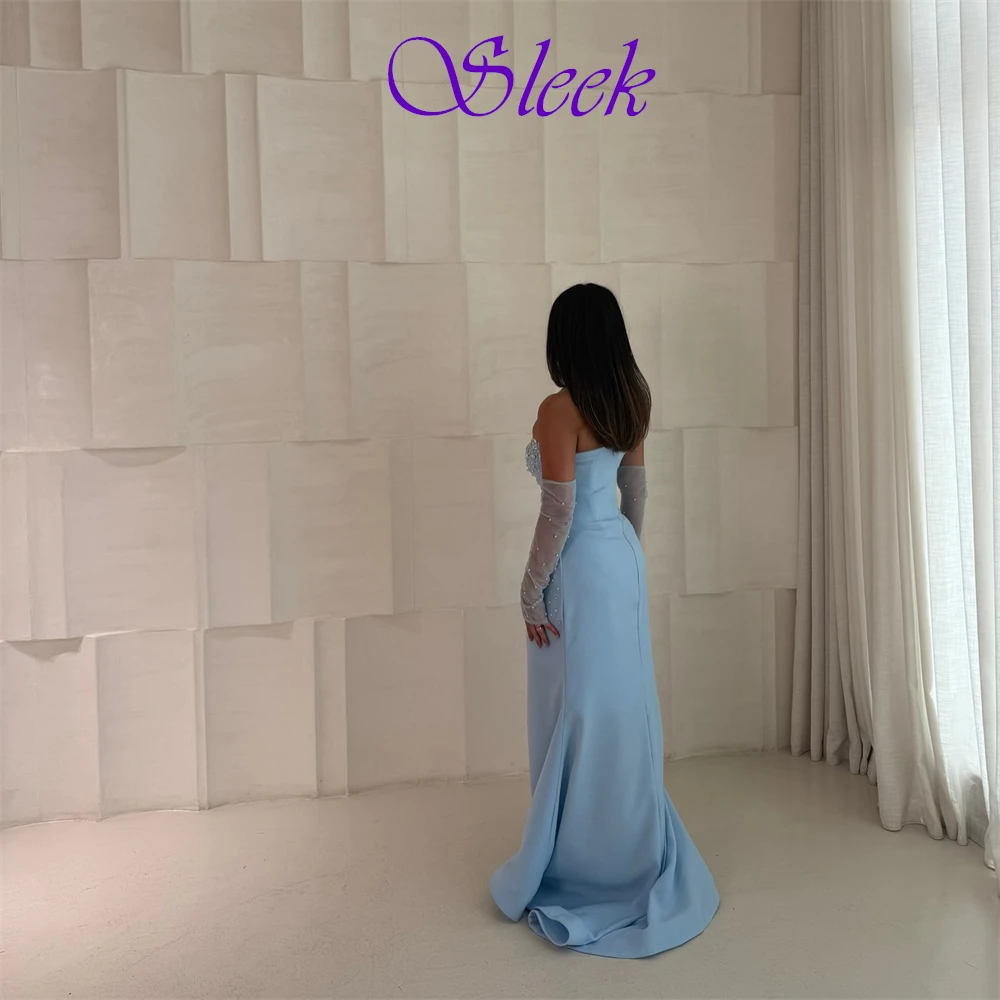 Customized Temperament Jersey Evening Dress Luxury Strapless Prom Dress Graceful Crystal Mermaid Special Occasion Gowns