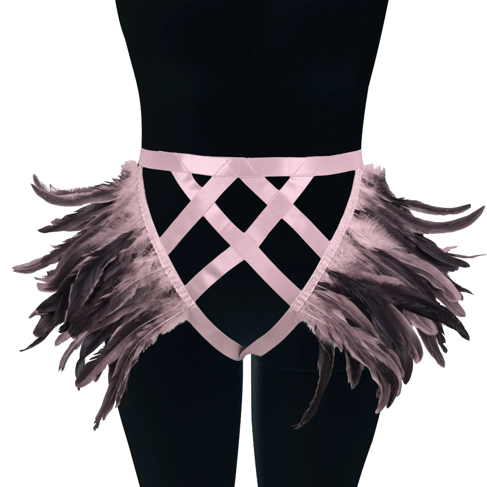 

Sexy Harness Feathers Accessory Garter Belt Erotic Lingerie Thigh Strap Bondage Lingerie Gothic Fetish Busty Women Festival Rave