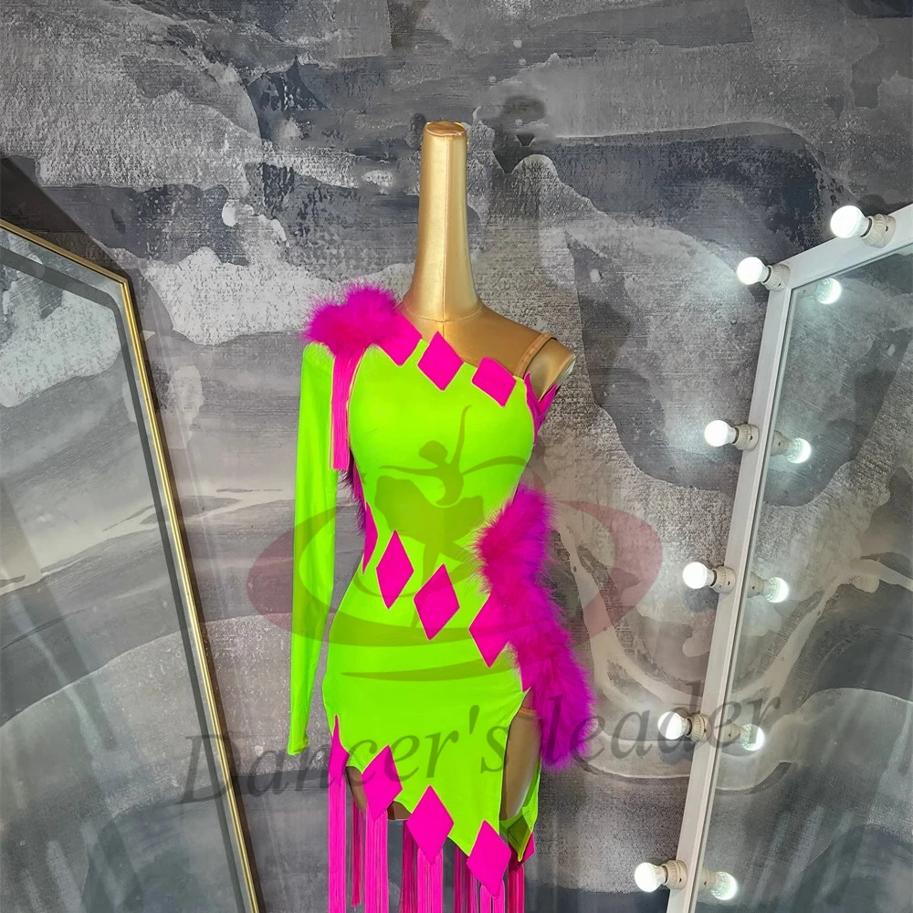 Latin Dance Dress High-end Custom Contrasting Plush Style, Precisely Tango Women, Adults, Children's Stage Professional Clothing