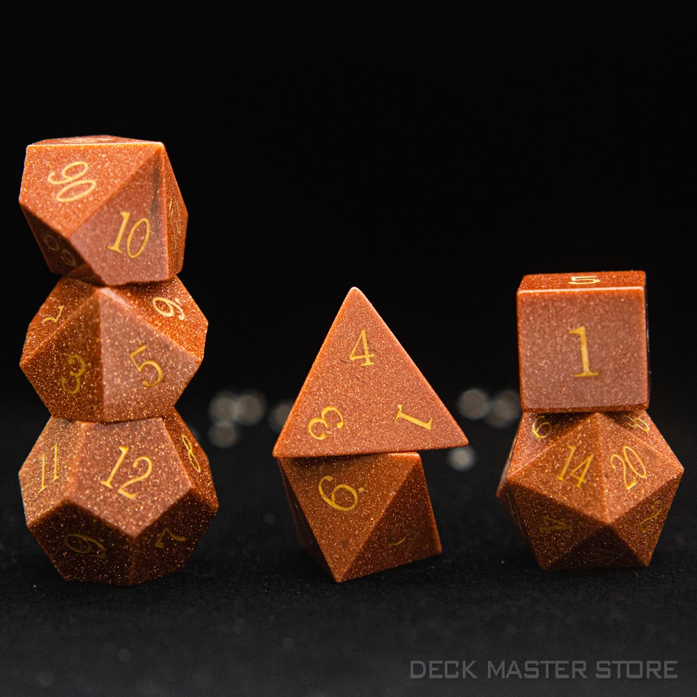 

Gold Stone Dice Polyhedral Gemstone Various Shapes Digital D20 DnD Dice for D&D TRPG Tabletop Games Board Games Dice