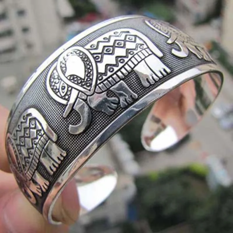 Vintage Antik Silber Farbe Tier Schlange Blumenmuster Armreifen Für Frauen Böhmischen Offene Metall Armbänder Partei Schmuck Geschenke