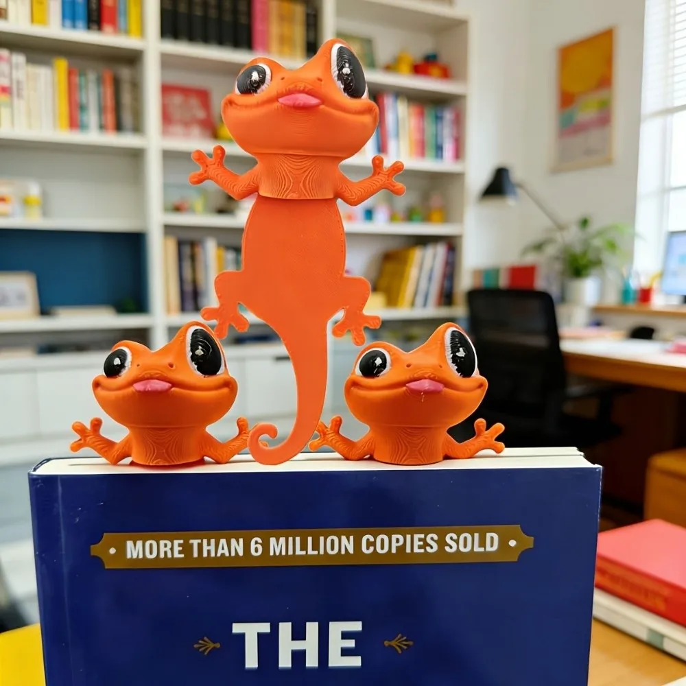 Stationery 3D Printed Gecko Bookmark Funny Multi-functional Big-Eyed Gecko Book Clip Quirky Cute Page Marker Office