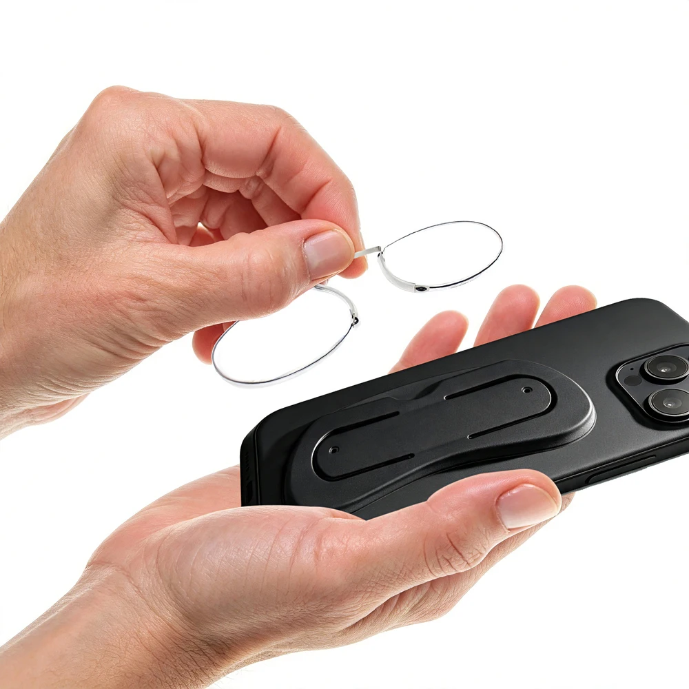 Rolipp Nosepinch Reading Glasses Clip On Nose Presbyopic Glasses Multifunctional Case Can Be Used As Phone Stand