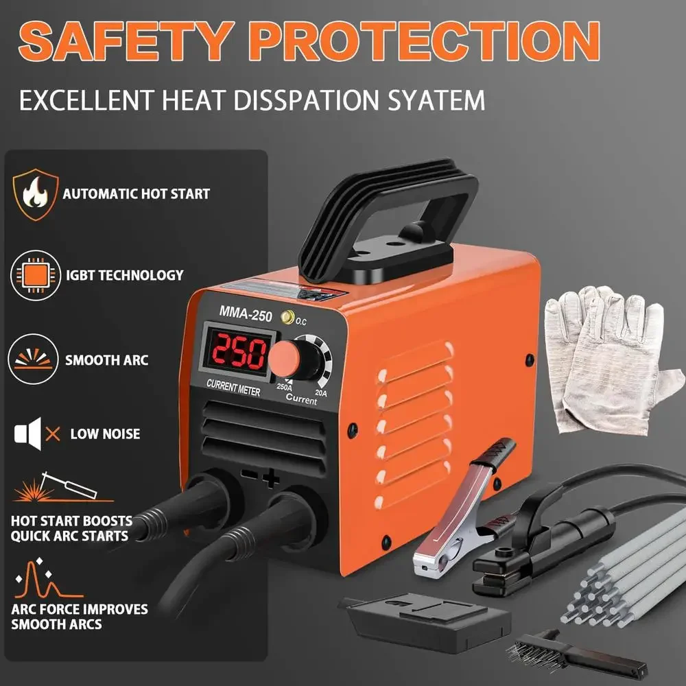 Super Portable Stick Welder Machine 110V 250A ARC MMA Welding Kit with 10pcs Welding Rod IGBT Inverter Technology Compact Design