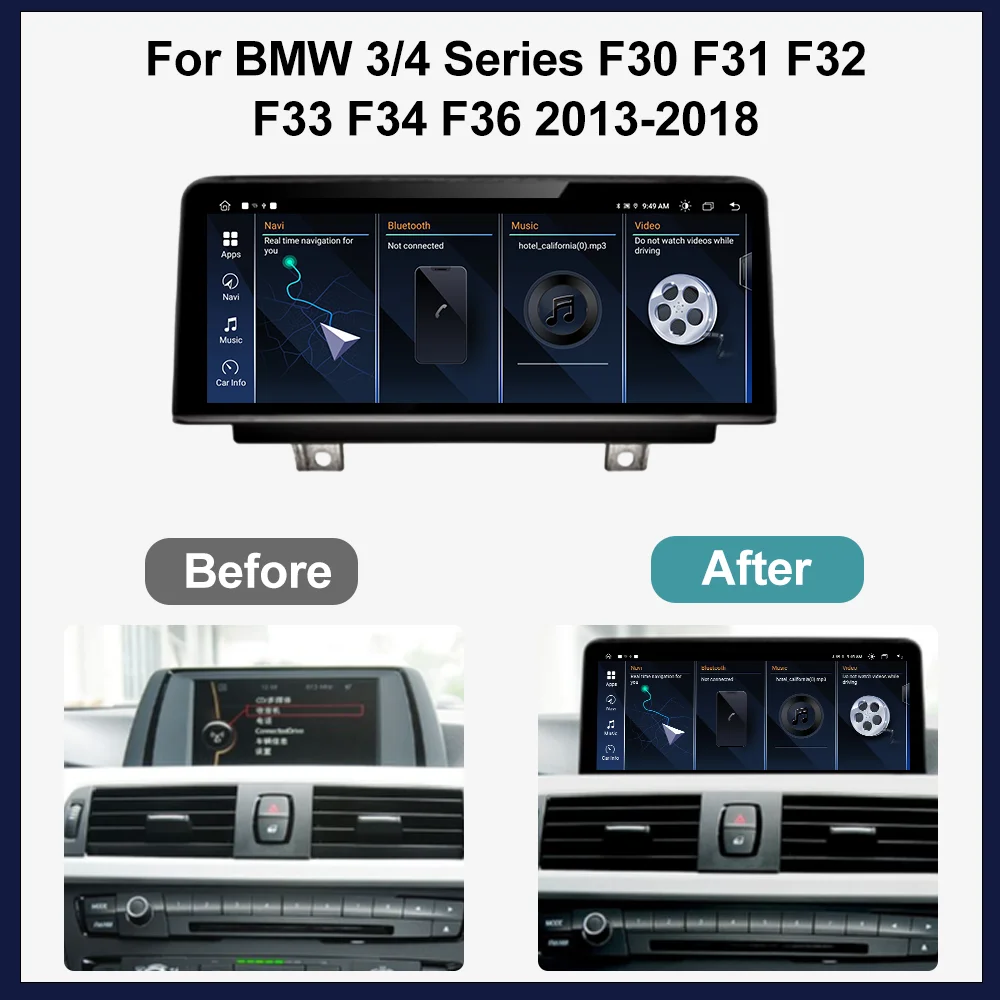 10.25 \'\' for BMW 3/4 Series F30 F31 F32 F33 F34 F36 2013 - 2018 NBT System Car Mulltmedia Player GPS Android OS WiFi DSP Stereo