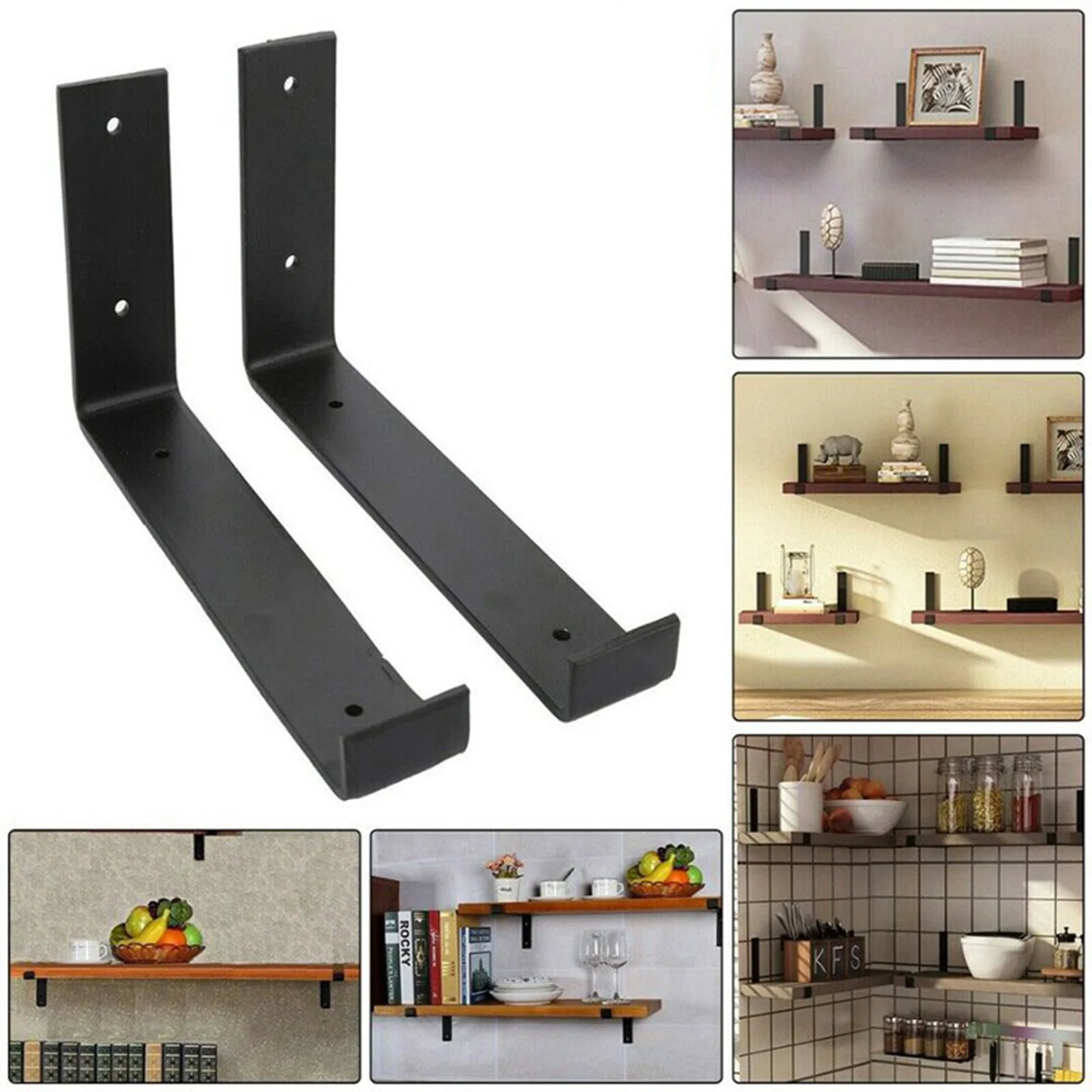 

Wall Mounted Hardware Bracket Heavy Duty Black Bookshelf Brackets Suitable for Bookshelf Shoe Rack