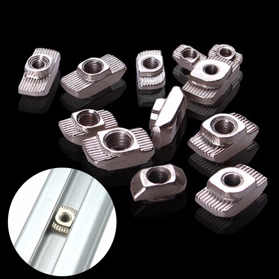 10pcs Carbon Steel T-Slot Shape Interior Sliding Nut Block Set 20x20 EU Aluminum Profile M4/M5