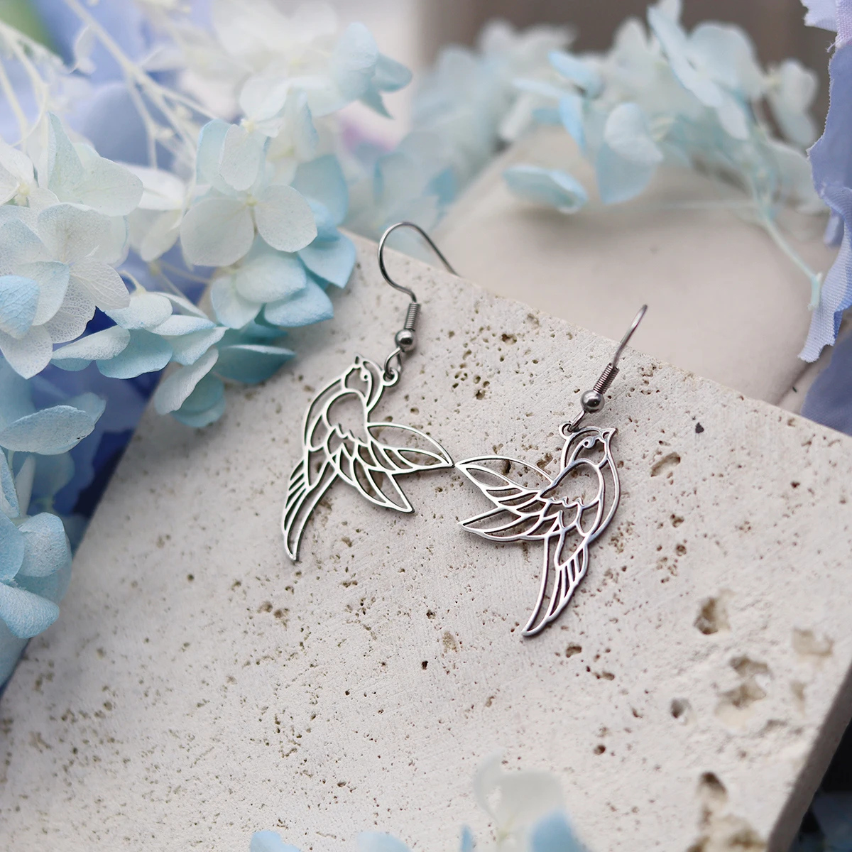 Kinitial Stainless Steel Earring Hollow Bird Drop Earring Swallow Dangle Drop Earring Fashion Animal Jewelry For Women