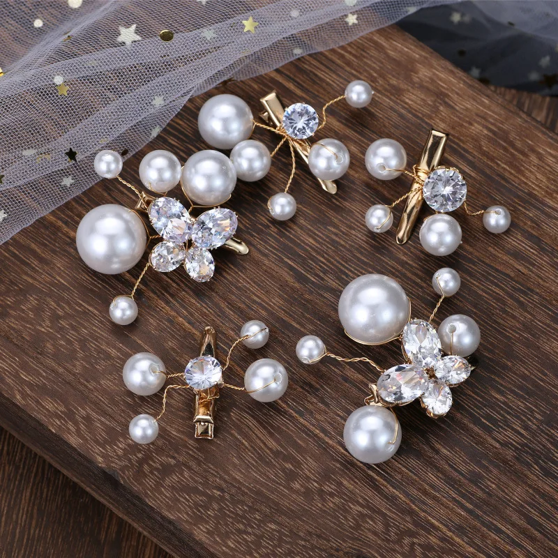 Fashion 5 PCS/Set Fashion pearl Crystal Hair Clips Women Sweet Girl Simple Hairgrip Hairpins Alloy Handmade INS Hair Accessories