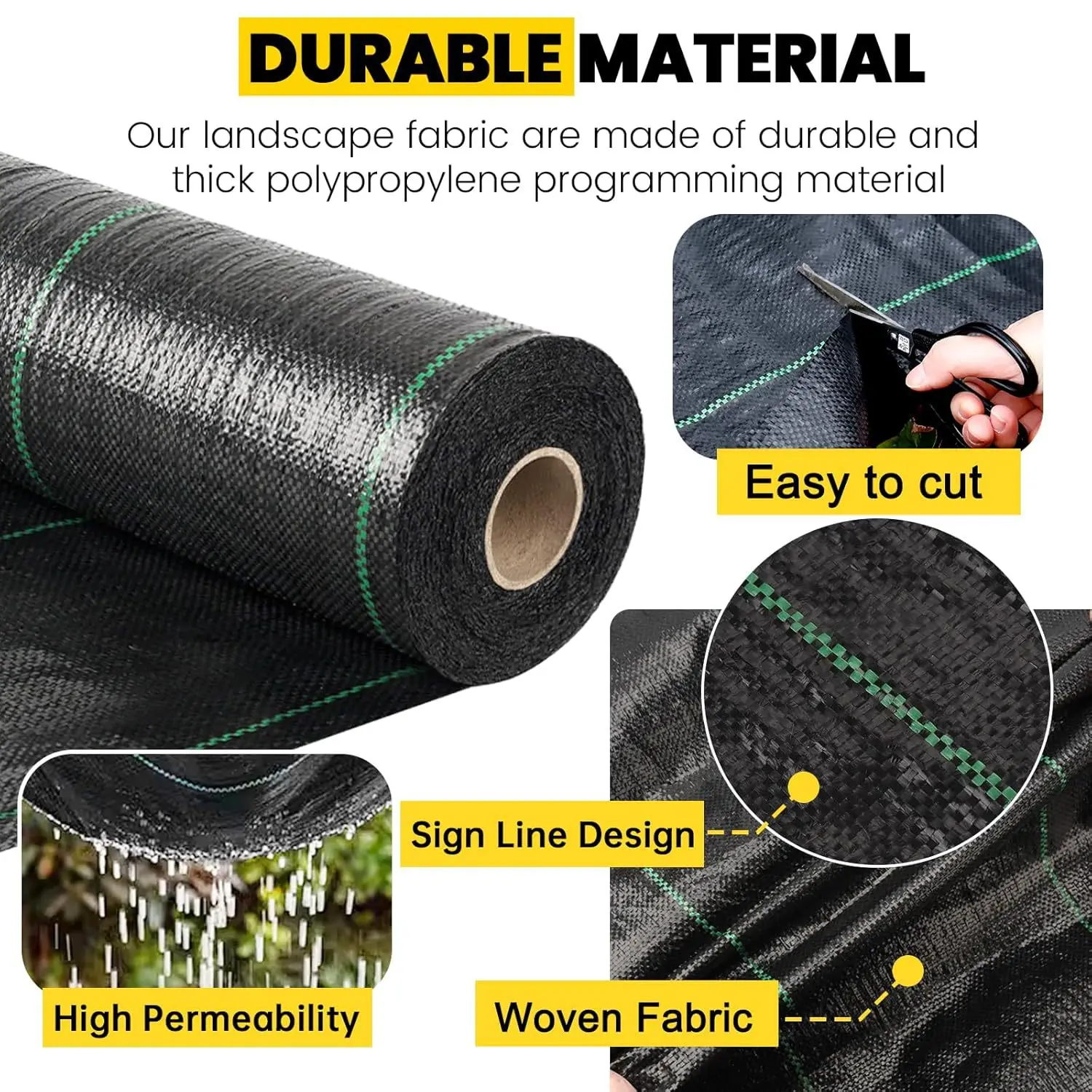 5/10/15M Weed Barrier Landscape Fabric Heavy Duty,Premium Ground Cover Weed Block Gardening Mat,Easy Setup&Superior Weed Control