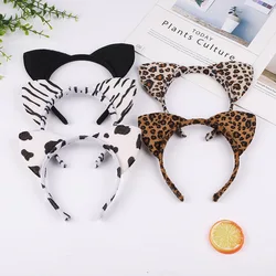 1pcs Cute Plush Tiger Leopard Print Cat Ear Headband Women Cosplay Hair Accessories Masquerade Party Costume Props