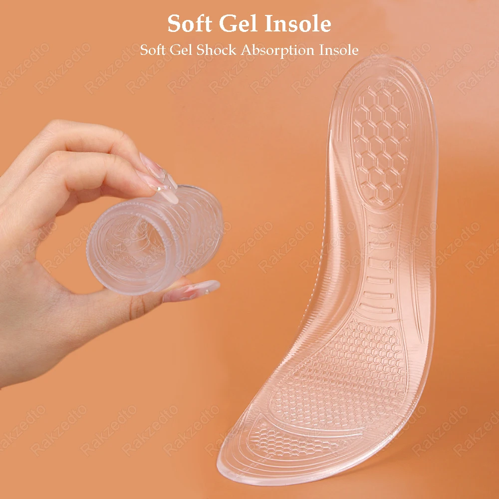 Silicone Orthopedic Shoe Pads for Flat Feet Arch Support Insoles for Shoes Man Woman Soft Gel Shock Absorbing Insoles for Boots
