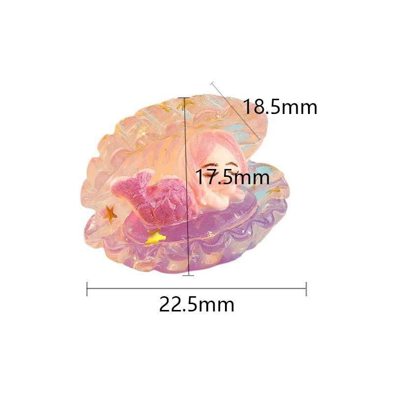 Drei dimensionale leuchtende Meerjungfrau Muschel Ornamente Creme Kleber Harz Zubehör DIY hand gefertigtes Material Kit für Handy hüllen