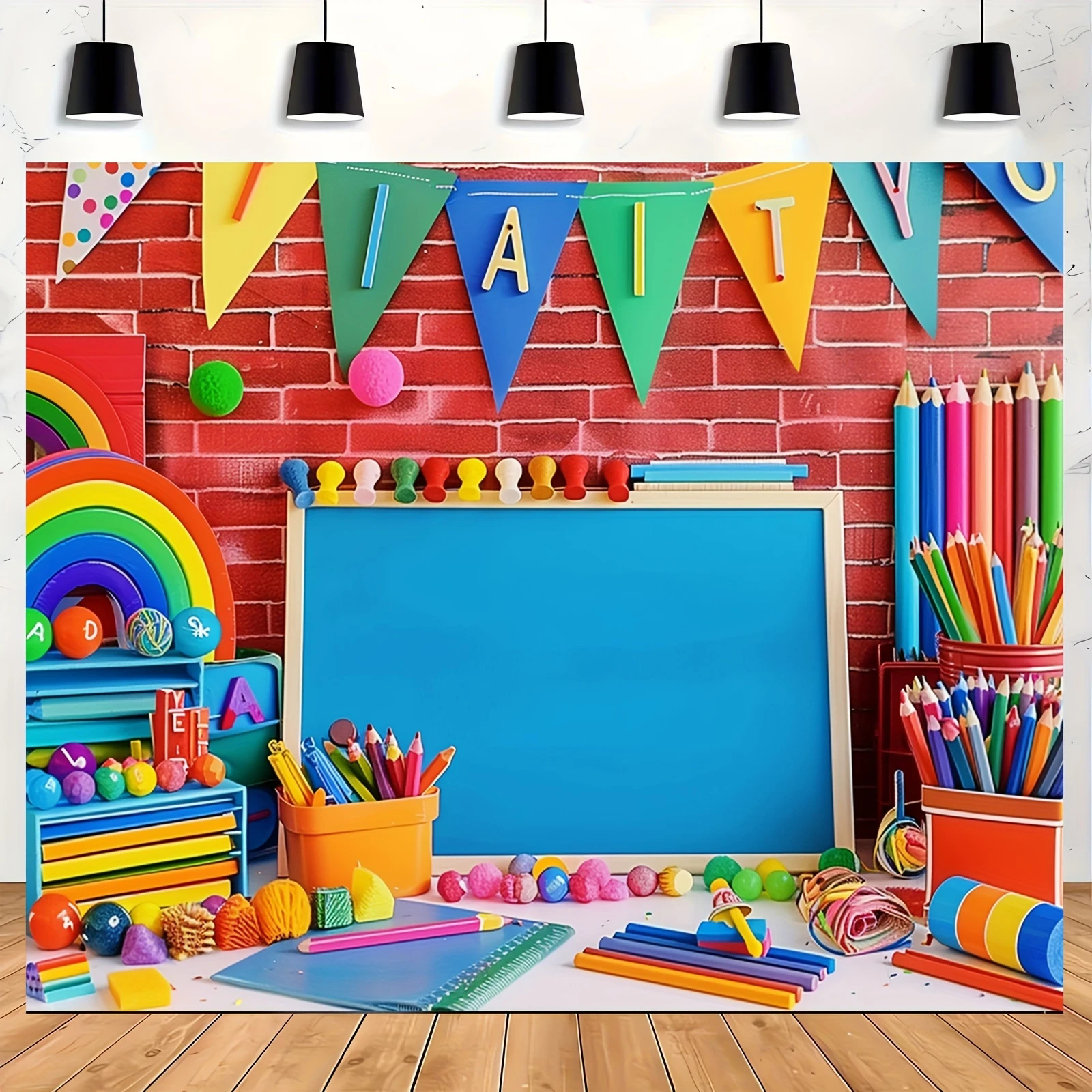 „Willkommen zurück in die Schule“-Party-Banner – bunter Fotohintergrund aus Polyester mit Buntstiftmotiv für Klassenzimmer und Heimdekoration
