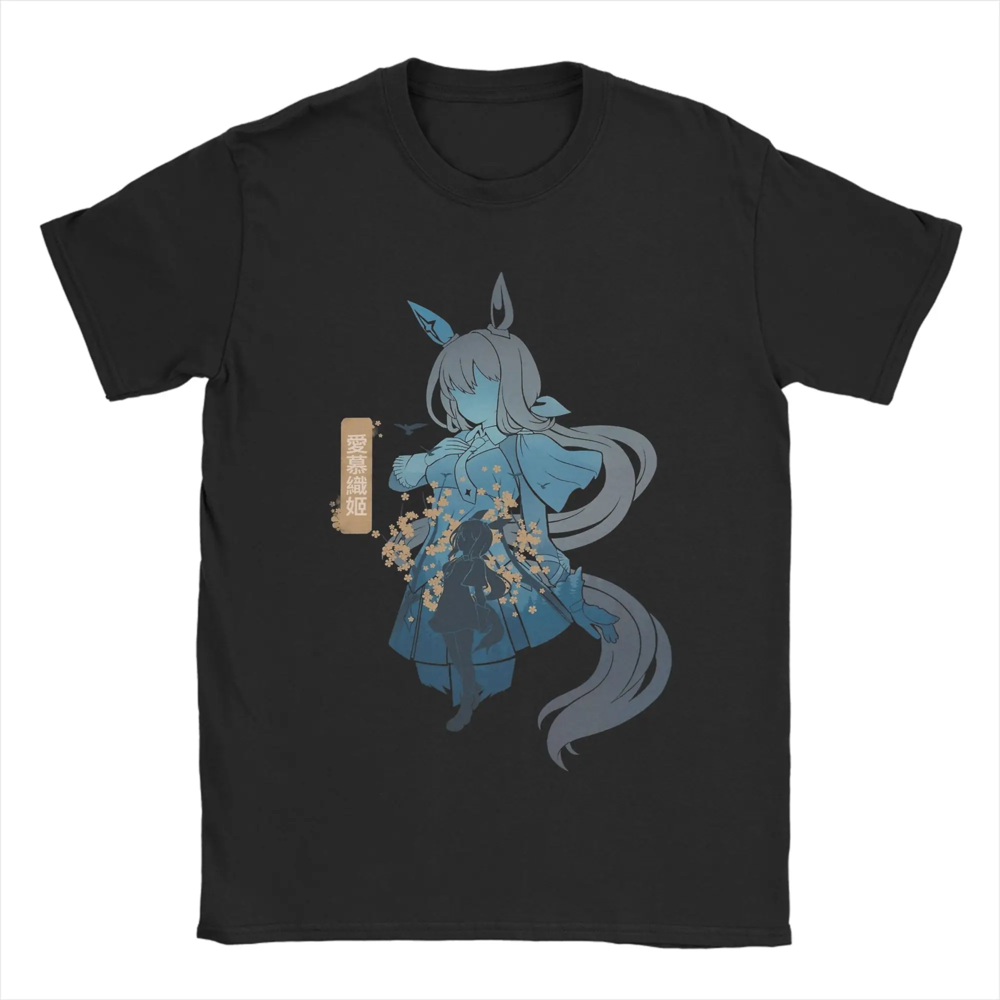 Admire Vega Uma Musume Anime T-Shirt Men  Vintage Cotton Tee Shirt Round Collar Short Sleeve T Shirts Graphic Clothing