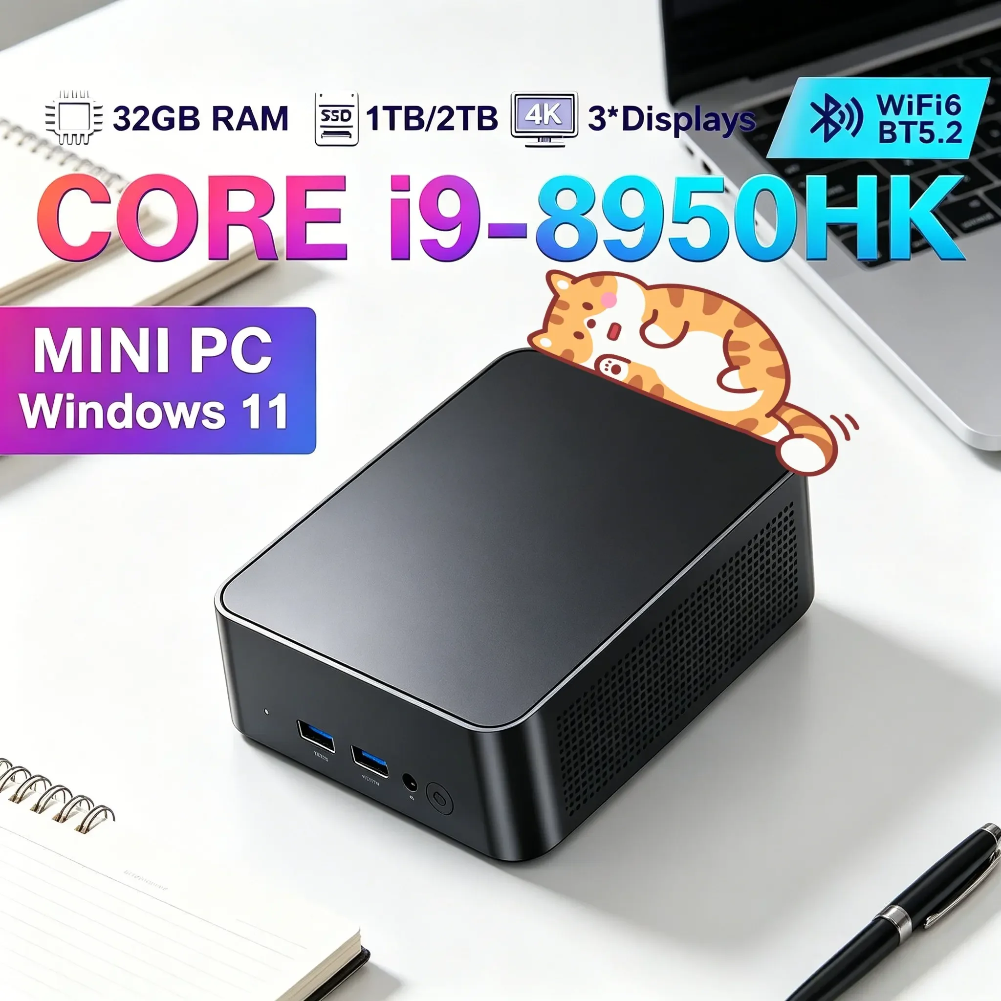

Laptop I9 8950HK Mini PC High Performance Gaming Home Entertainment Host