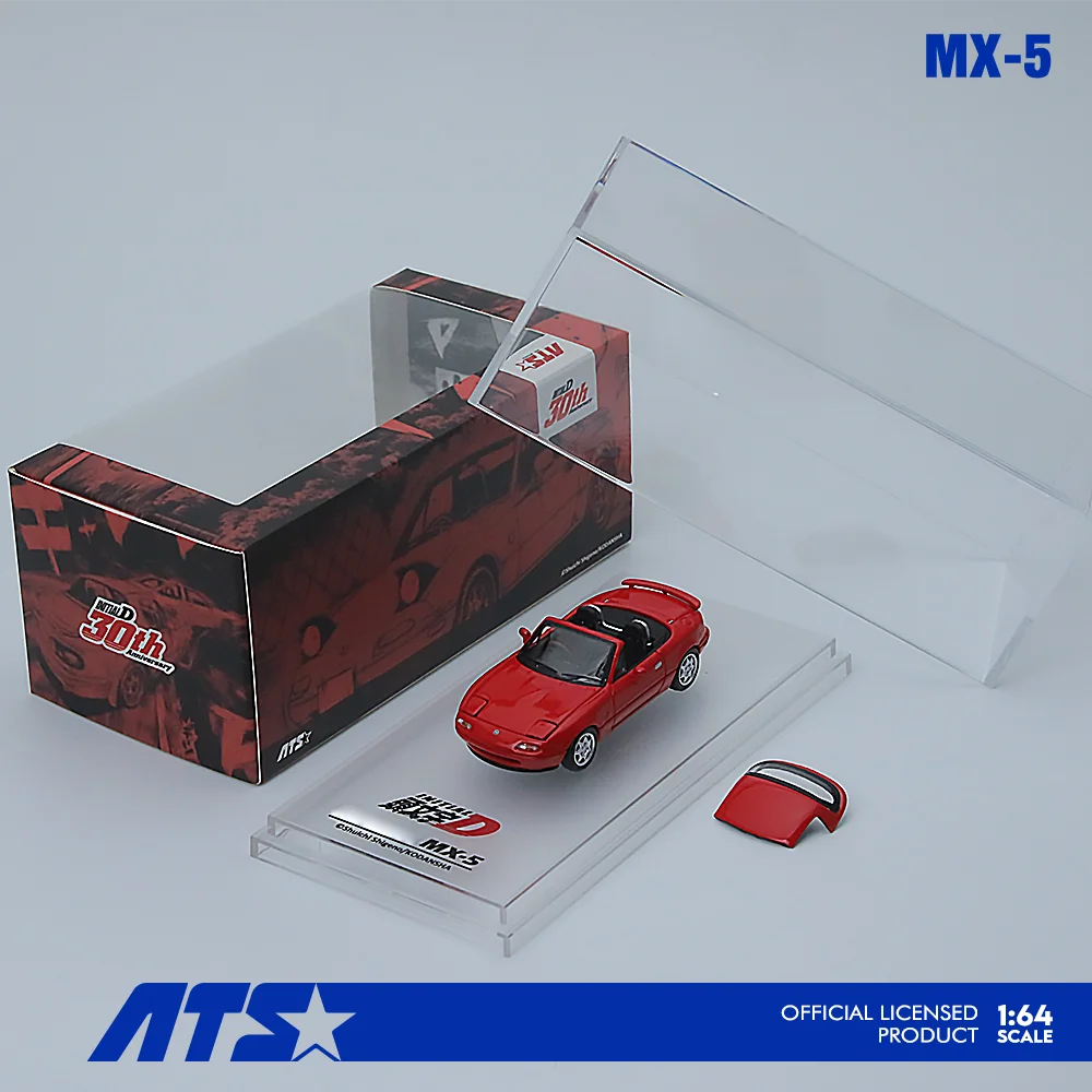 

Коллекционная модель автомобиля ATS 1:64 Red MX-5 Initial D, миниатюрная литая модель JDM из сплава, имитация транспортного средства