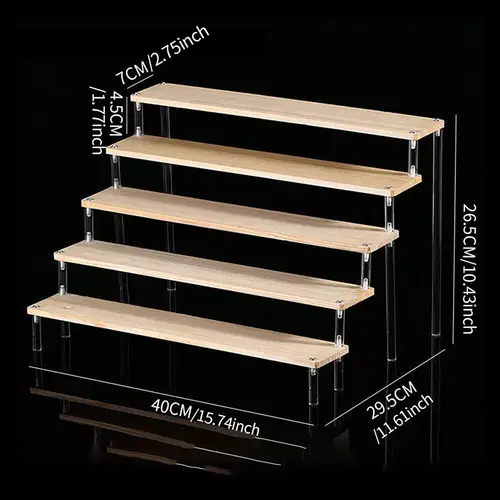 1-5 Tier Wood Acrylic Display Stand Hand-made Figure Doll Décor Toy Animation Car Model Blind Box Perfume Shelves Organizers - Image 14