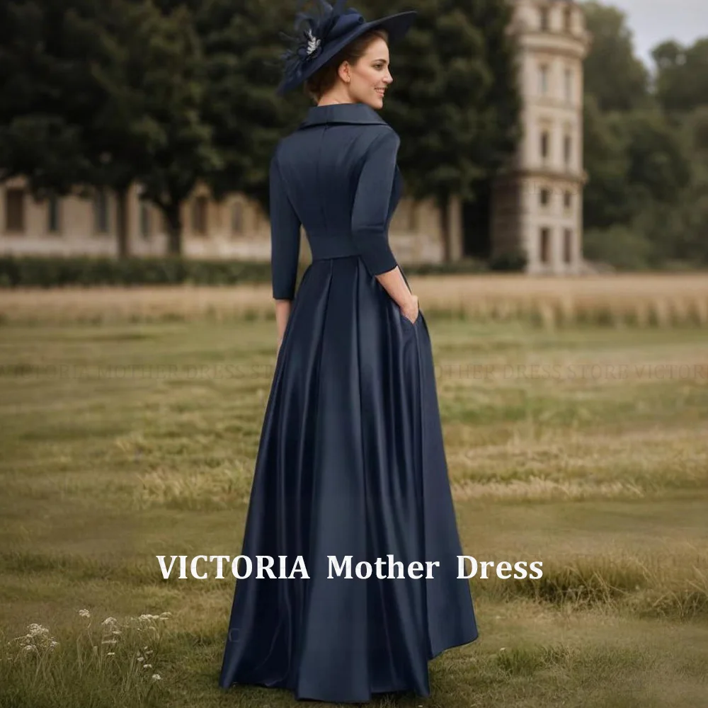 فستان VICTORIA مخصص من الساتان الأنيق لأم العروس/العريس على شكل حرف a على شكل حرف v مع فيونكة طويلة لحفلات الزفاف فساتين لحضور الحفلات الموسيقية