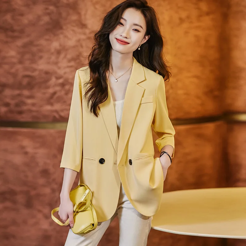 

Spring Summer Half Sleeve Blazers Jackets Coat Women Business Work Wear Formal Professional Office Ladies Outwear Tops Blaser