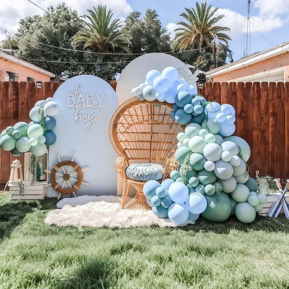 112Pcs Dusty Blue Sage Green Balloons Garland Arch Kit Wedding Bridal Shower Baby Shower Anniversary Birthday Party Decorations