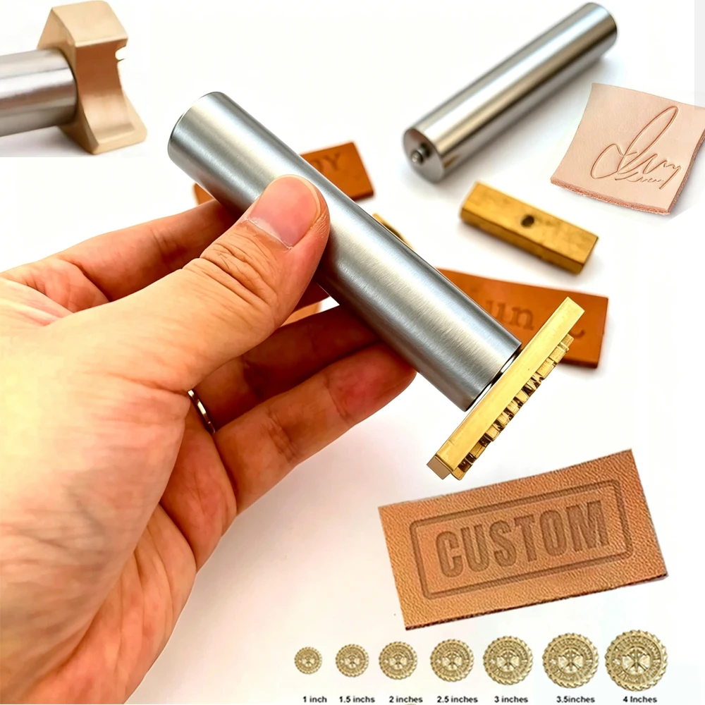 Customized LOGO Brass Leather Stamp Personalized Leather Stamping Tools Embossing Stamps For DIY Leathercraft Background Texture