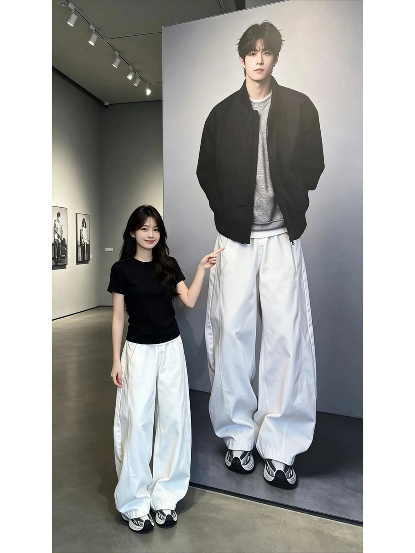 

American Washed White Jeans Men Summer Loose Wide Leg Pants Vibe Trendy Slimming Knife Straight Long Trousers Casual Pants