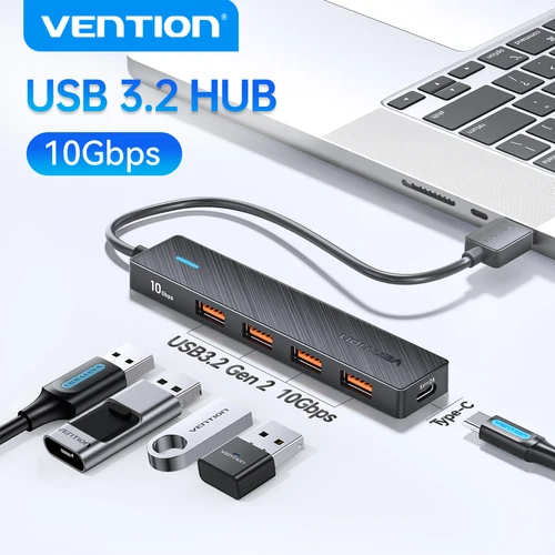 Vention USB 3,2 Gen2 HUB 5 puertos divisor 10Gbps USB A tipo C HUB adaptador multipuerto para MacBook iPad portátil expansión PC de escritorio