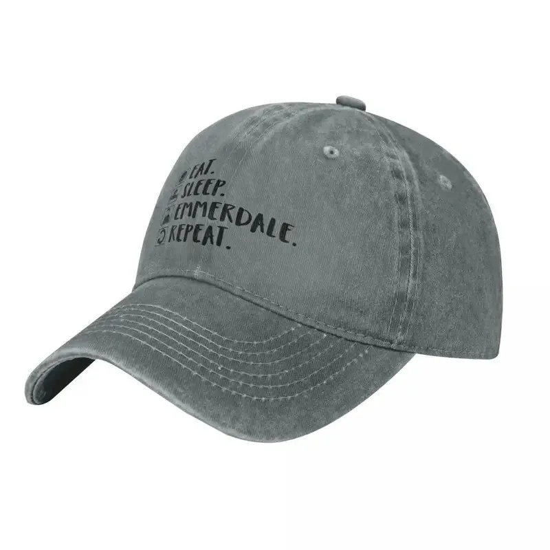 Eat Sleep Emmerdale Repeat Unisex Washed Denim Baseball Cap Casual Sun Protection Cap