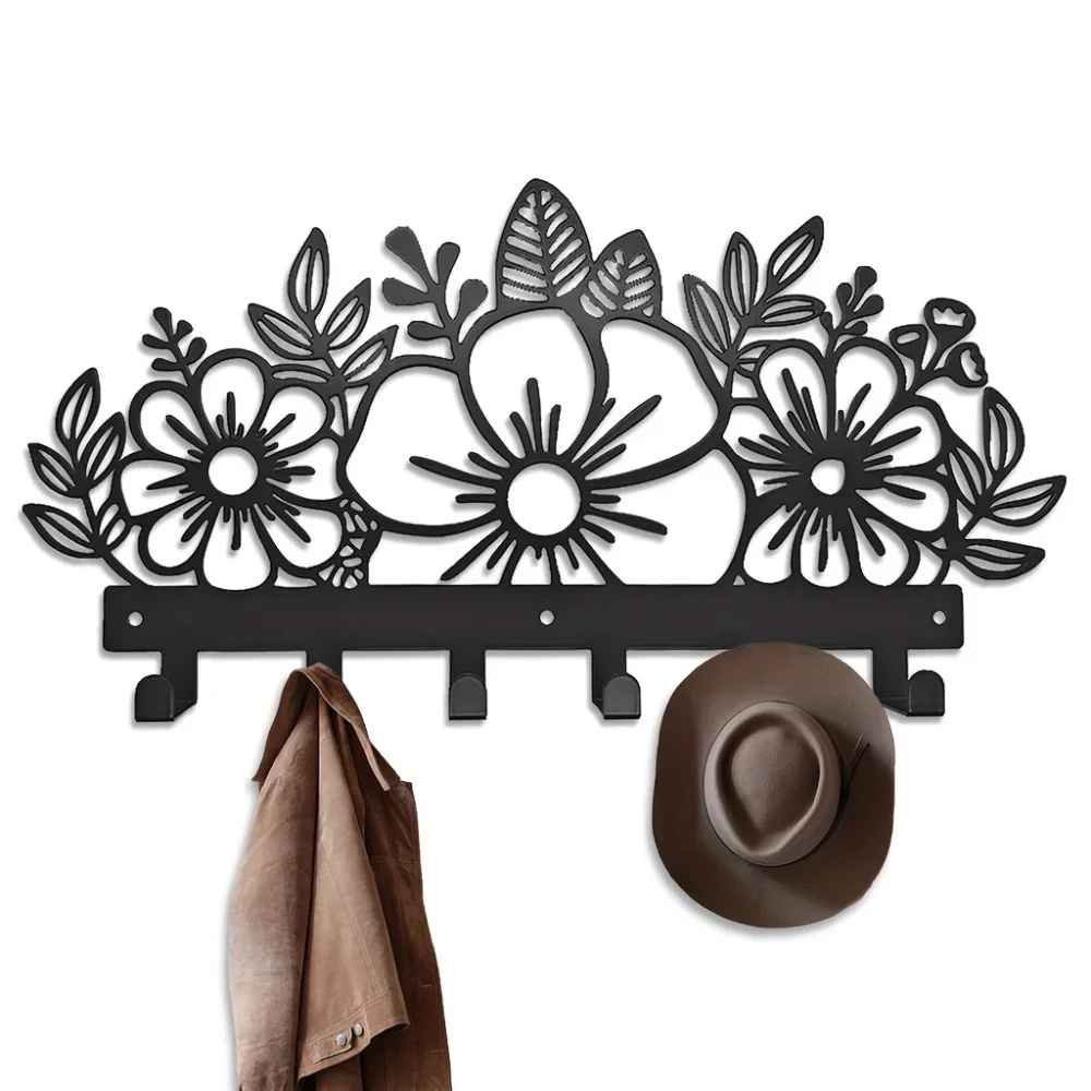 Beautiful Floral Key Holder - Wall Mounted Coat Rack - Wall Decor, Entryway, Bedroom decor Wall-Mounted, Hooks, Key Holder