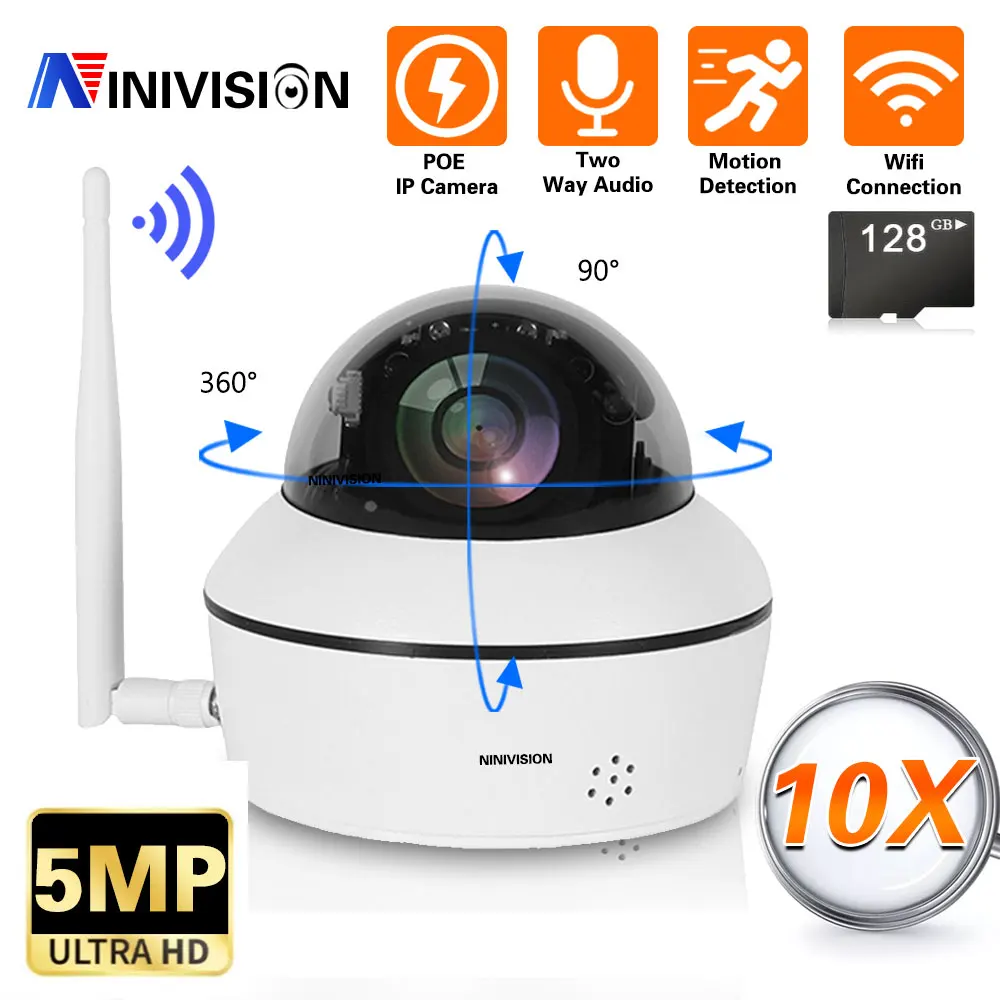 

5MP CCTV POE Wifi Dome Camera Street Wireless 10X Zoom CCTV PTZ IP Security Camera Auto Tracking Video Surveillance Cam