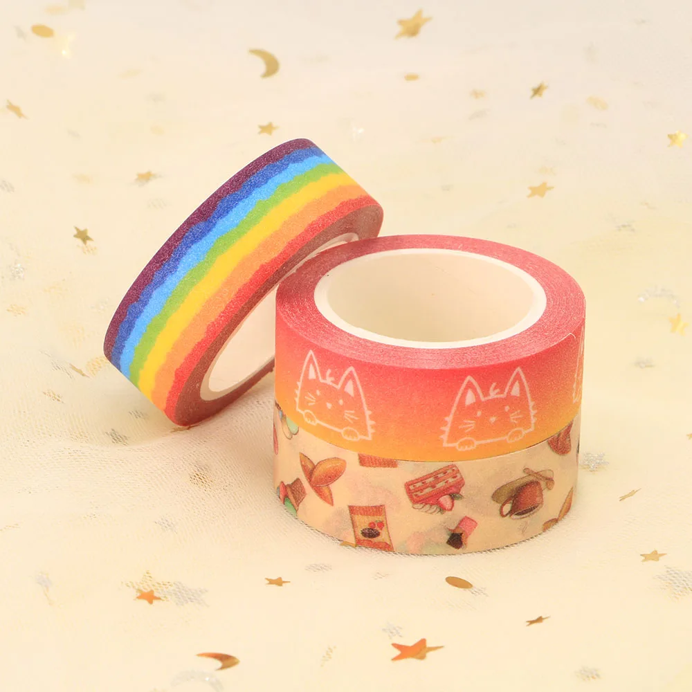 NEW 1PC. Decorative Cats Cups Blue Flowers Forest Paper Washi Tape Set Scrapbooking Planner Adhesive Masking Tape Papeleria