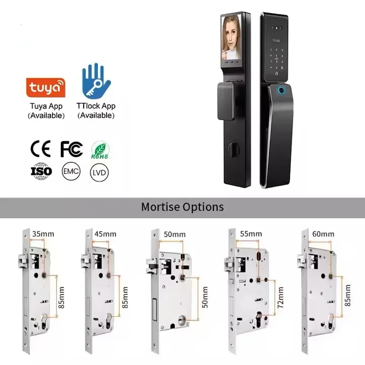 Face Recognition Fingerprint Password Card Unlock Smart Door Lock With Camera Waterproof Outdoor 3d Electric Smart Door Lock