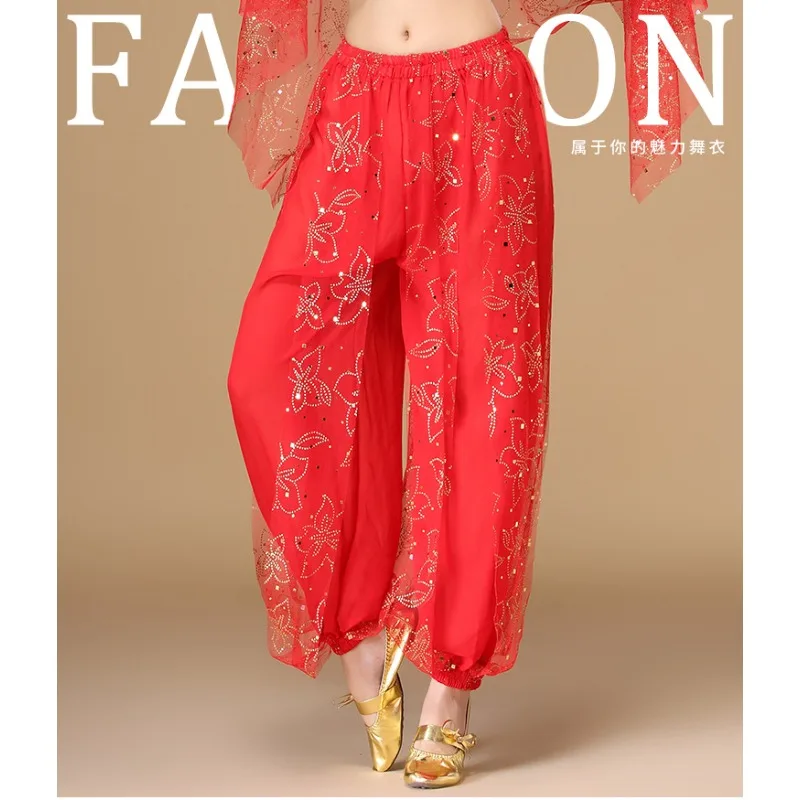 

Индивидуальные индийские костюмы для танца живота, шифоновые брюки с цветочным принтом, одежда для выступлений, женская индийская одежда, женская одежда