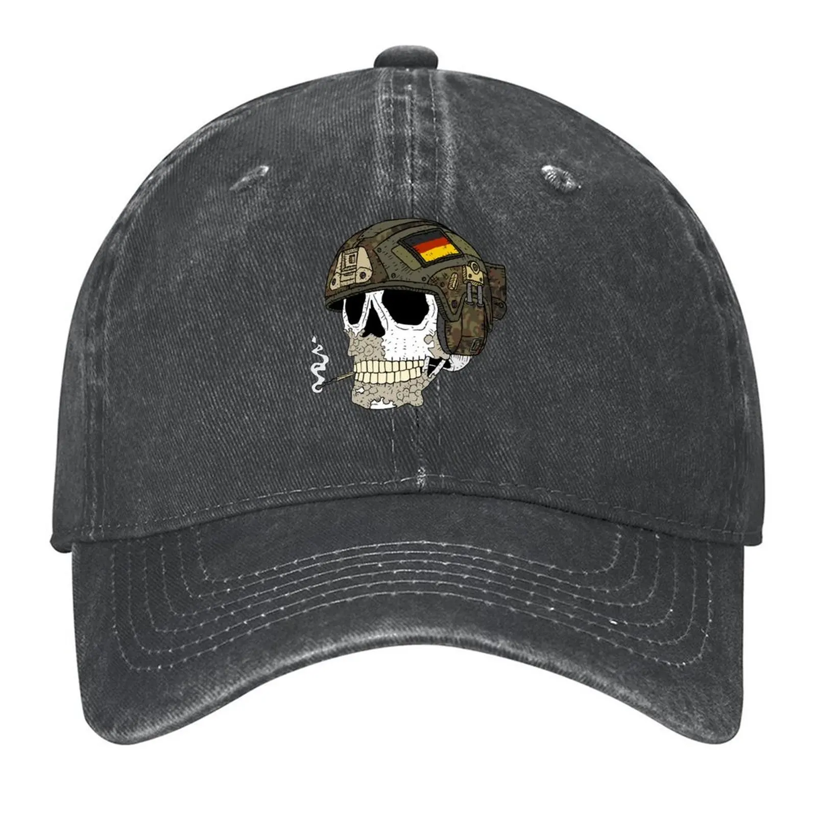 

German Bundeswehr. flecktarn. skull with fast helmet. Baseball Cap derby hat Bobble Hat Rave Golf Women Men's